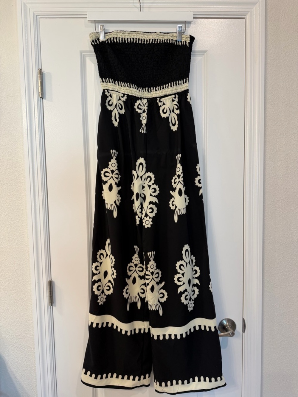 Strapless Black & Cream Jumpsuit- SMALL - Picture 6 of 7